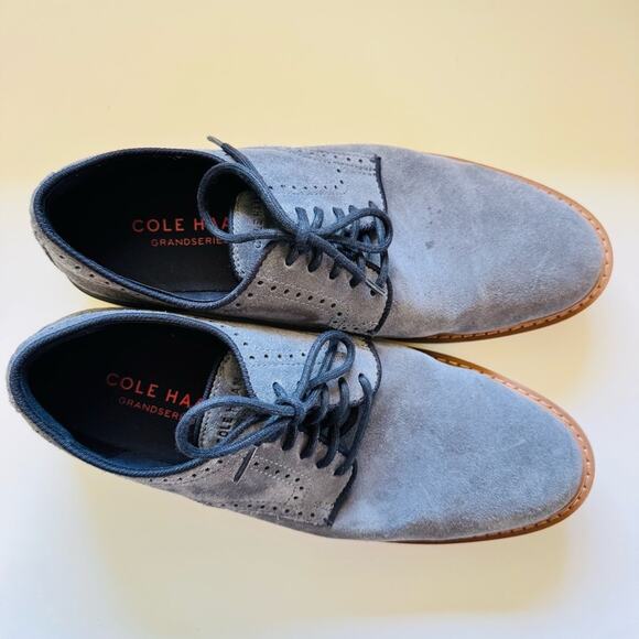 MENS COLE HAAN Soft Blue Suede Leather White Tan Black Derby Oxford Lace Up 8.5 main image 7